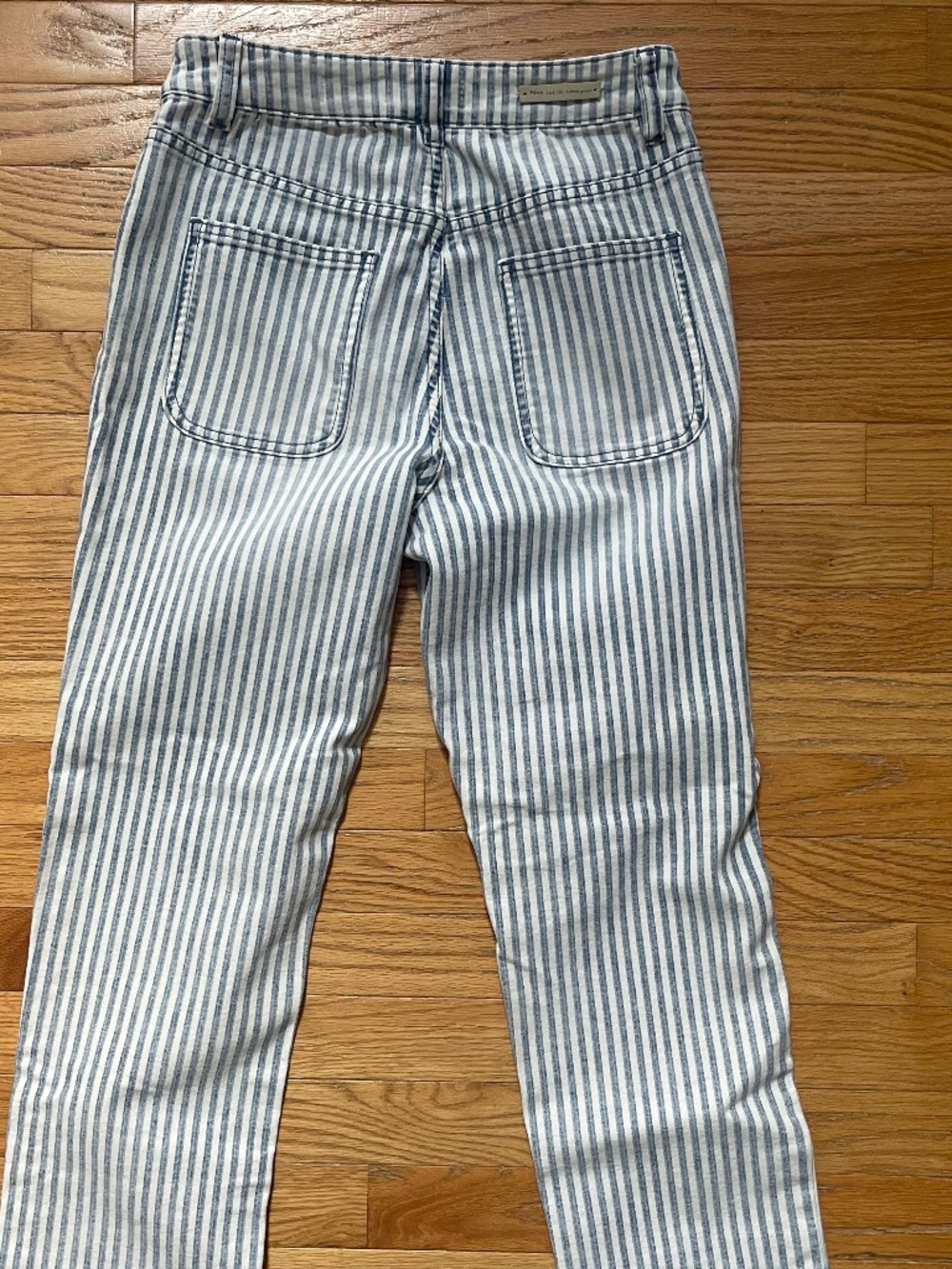 Pilcro striped patch pocket jeans with button fly